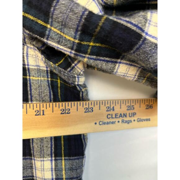 LL Bean Mens 1X Long Sleeve Flannel Blue White Plaid Button Front Shirt - Picture 4 of 8